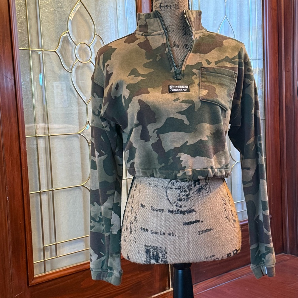 Adidas Camouflage Cropped Sweatshirt